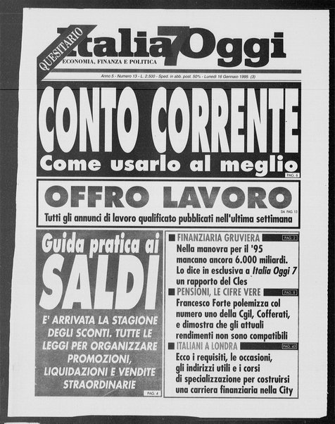 Italia oggi : quotidiano di economia finanza e politica